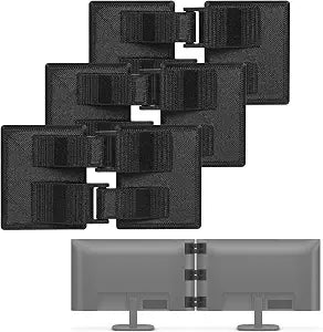 3-Pack Monitor Connector Alignment Clips with Adhesive Monitor Accessories, Easy No-Tool Setup for Monitor Rigs & Sim Racing Setups