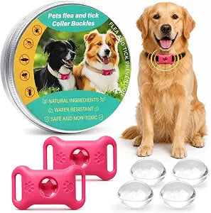 2Pack Dog Collar Pendant with 6 Refills - Adjustable Water-Resistant Pet Collar Accessory for Small Medium Large Dogs, Lightweight Outdoor Pendant with Botanical Essential Oil Blend,Pink