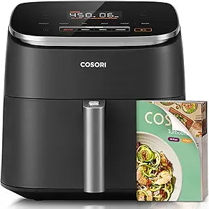 Cosori 9-in-1 TurboBlaze Air Fryer 6 Qt, PFAS-Free Ceramic Coating, 90450F, Precise Heating for Even Results, Air Fry, Roast, Bake, Broil, Dry, Frozen, Proof, Reheat, Keep Warm, 120V, Dark Gray