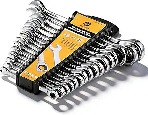 16-Piece Metric Ratchet Combination Wrench Set with Tray, 8-24 mm Socket Mechanic Hand Tools Sets