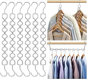 Space Saving Hangers for Clothes 6 Pack Sturdy Metal Hangers Heavy Duty