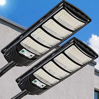 Solar Street Lights Outdoor Waterproof, LED Dusk to Dawn Solar Light, Flood Lights with Motion Sensor and Remote Control, for Exterior Wall, Patio, Yard, Deck, Garden,Parking Lot Lights(2-Pack)