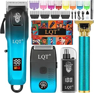 Hair Clippers for Men with LED Display, 4-Piece Cordless Grooming Kit with Beard Trimmer, Foil Shaver & Nose Trimmer, Rechargeable Hair Cutting Set for Home Barber, Men's Personal Care Kit & Gift