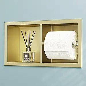 Neodrain Dual Roll Recessed Toilet Paper Holder - 304 Stainless Steel, Hidden in-Wall Design, Simple Loading and Unloading, Space-Saving for Modern BathroomsGold