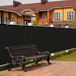 SPORTYOUTH 3ft x 50ft Fence Privacy Screen, Heavy Duty 150 GSM Fencing Mesh Shade Cover Windscreen with Brass Grommets for Outdoor Wall Deck Garden Backyard Porch, Cable Zip Ties Include, Black
