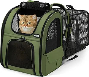 pecute Pet Backpack Expandable, Cat Carrier Backpack with Breathable Window