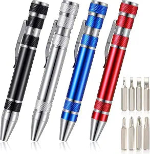 Mudder 4 Pcs 8 in 1 Pocket Screwdriver Set Magnetic Pen Multitool