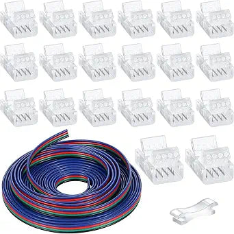 Zhengmy 4 Pin LED Strip Connectors 10mm Solderless for 5050,4 Pin, 10 Mm