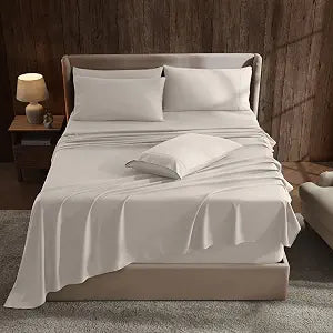 Hearth & Harbor Extra Deep Pocket Sheet Sets, Luxury Soft 6 Piece Bed Sheet Set Fits Mattress 18-24 Inches - Twin XL Size, Linen