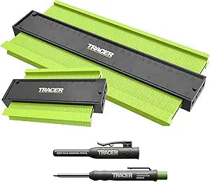 Tracer Contour Gauges and Deep Hole Construction Pencil Set. 130mm (5) & 250mm (10) Precise Profile Tools. 2 x Gauges and Carpenters Pencil Set