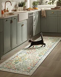 Washable Kitchen Rug Runners for Hallways: 2'6"x8' Bedroom Rug Non Slip Low Pile Stain Resistant Soft Indoor Floor Carpet Runner Rug for Entryway Hallway Kitchen Living Room Farmhouse