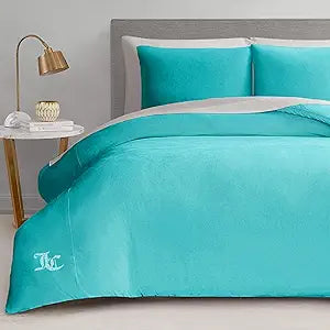 Juicy Couture Blue Crush Velour Full/Queen Comforter Set - 3 Piece Luxury Bedding Ensemble