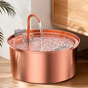 Tomxcute Copper Cat Water Fountain, 108oz/3.2L Large Capacity, Ultra-Quiet Pump (25dB), Multi-Layer Filtration, Easy Hand-Wash Design for Cats & Small Dogs