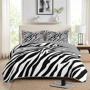 Pamnest Twin Quilt Set, 2 Pieces Zebra Stripe Bedding, Bedspread