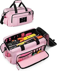 Tactical Tool Bag for Women, 16 Inches Tool Storage Organizer Box with Wide Mouth, Large Toolbag Toolbox with Handle, Pink (Empty Bag Only)