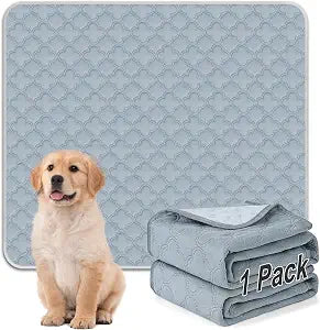 FunFurry Washable Pee Pads for Dogs - 1 Pack Reusable Pee PadsWaterproof Puppy PadsPet Training PadsSuper Absorbent with Dog Paw Shape Non-Slip Backing (Light Grey, 72" X 72" - 1 Pack)