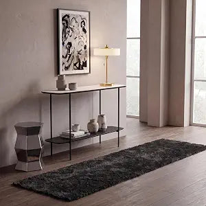 SAFAVIEH Sheep Shag Collection Runner Rug - 2'3" x 6', Charcoal, Handmade, 1-inch Thick Ideal for High Traffic Areas in Living Room, Bedroom (SSG120C)