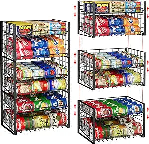 3-Pack Stackable Can Rack Organizer, Adjustable Can Holder for Pantry
