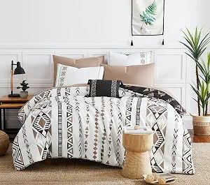 Geniospin Cal King Size Comforter Set- 7 Pieces Boho Bed in a Bag, Western Bedding Set for All Seasons, Reversible Aztec Bedding, Lightweight Comforter Bed Set with Sheets, Pillowcases & Shams