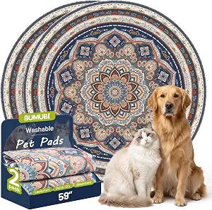 Washable Pee Pads for Dogs,2 Pack Super Absorbent Reusable Puppy Training Pads 59inch, Leak-Proof & Non-Slip,for Potty Training,Whelping,Crate & Playpen