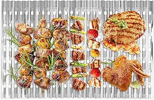 20 Pack Disposable Aluminum Grill Liners, 12" x 20" Rollable Grill Sheets for Grill Grates of Outdoor Charcoal BBQ