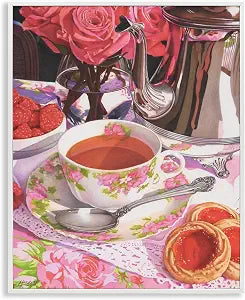 Tea and Strawberry Cookies, 11 x 14 Inch Framed Gicle Print