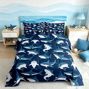 Feelyou Shark Comforter Set Queen Size for Kids Boys Girls