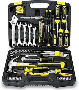 DOWELL 61-Piece Tool Set Kit Mechanic Tool Set Socket Wrench Set Auto Repair Household Repair Hand Tool Kit with Plastic Tool Box Storage Case
