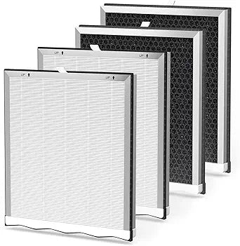APH4000 Air Purifier Filter Replacement for KNKA APH4000, 4 Pack H13 True HEPA Filters with Activated Carbon for Smoke Dust Pet Dander Hair, Part No. APH4000LX