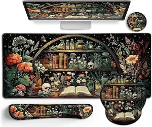 LIMKRIAN Goth Skull Mouse Pad Set Large Desk Mat for Desktop Decor