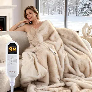 Bearhug Heated Blanket Twin Size, 62"x84" Luxury Tuscan Faux Fur Electric Blanket with 10 Heat Levels & 9H Auto Off, 450GSM Ultra Soft Shaggy High-Pile Heated Bed Warmer, ETL Certified, Gift Box