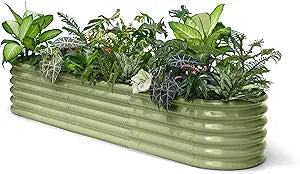 8x2x1.5 ft Galvanized Raised Garden Bed, 18" Tall Planter for Outdoor Plants, Metal Raised Flower Bed for Herb Fruit Vegetable, Modular Garden Planter for Outside Backyard & Patio - Moss Green