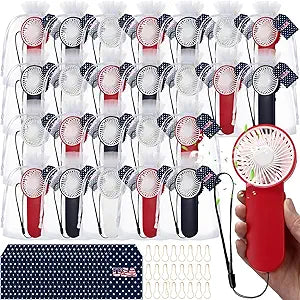24 Sets 4th of July Mini Handheld Fans Bulk 250th Anniversary Patriotic Mini Portable Fans Independence Day Party Favors Gifts for Memorial Day Summer Outdoor Activity Labor Worker Souvenir