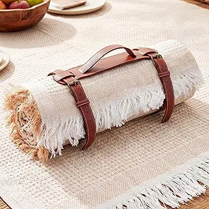 SmoothNovelty 2 in 1 Waterproof Picnic Blankets Outdoor Extra Large Blanket Foldable Double Layer Sandproof Beach Mat with Carry Strap for Camping Yard Lawn Park Beach Grass(Khaki)