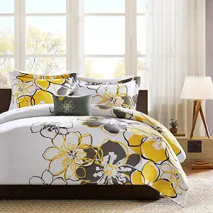 Intelligent Design Floral Yellow Twin Teen Duvet Cover Set, 3pc