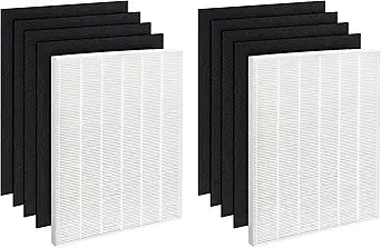 Fette Filter - 2+8 Set D360 Premium Replacement Filter D3 Compatible with Winix D360 Air Purifier Part Number 1712-0101-02, 1712010102 Qty 2 and 8 Activated Carbon Filter