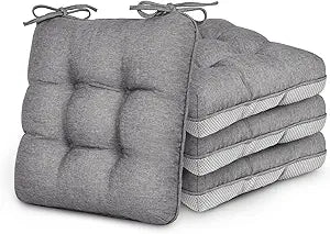Love's cabin Memory Foam Chair Cushions Set of 4, 15.5"x15.5"x3.5" Indoor & Outdoor Seat Pads for Dining, Kitchen, Office, Patio Chairs - Grey