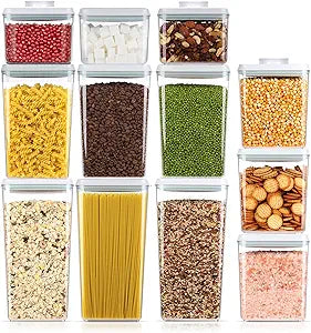 Melovom 12 Pcs Pop Food Storage Containers Airtight Food Storage Containers Set with Lids Kitchen Pantry Organization and Storage, 3.4Qt, 2.8Qt, 2.1Qt, 1.2Qt