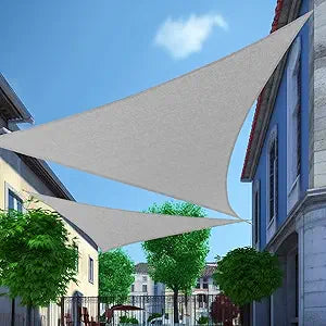 Shade&Beyond Shade Sail 14'X14'X14' Triangle Light Grey Breathable UV Block Outdoor Canopy for Backyard Patio Pergola Garden Deck(We Make Custom Size)