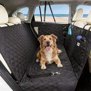 PETTALK Deluxe Dog Car Cover for Back Seat, Waterproof Reversible Dog Hammock for Backseat Non-Slip Pet Cover for Dogs with Mesh Window, Anti Scratch Seat Protector Universal Fit for Cars SUVs Trucks