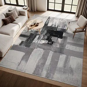Rugshop Contemporary Abstract Non-Shedding Area Rug Black 7'10" x 10'