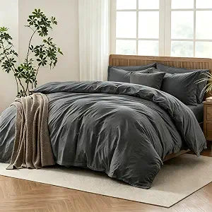 Queen Prewashed 100% Cotton Duvet Cover,Soft Breathable Moisture-Wicking