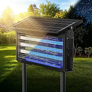 3 Tubes Solar Bug Zapper Outdoor, Mosquito Zapper Waterproof Electric Fly Zapper Rechargeable Mosquito Killer, Cordless Fly Insect Trap for Yard, Patio, Home, Garden, Camping