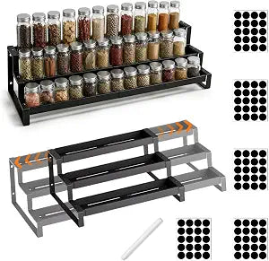 Adjustable 3-Tier Spice Rack Expandable Metal Spicy Shelf Organizer