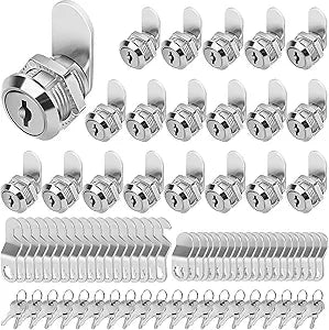 Cylinnda Cabinet Locks with Keys, 5/8" Cam Locks Keyed Alike, Tool Box Lock for Truck Pickup Mailbox Cabinet Cam Lock Toolbox Lock Replacement Set, Zinc Alloy (20 Pack, 5/8 Inch)