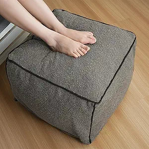 Pouf Ottoman Stuffed Modern Foam Filled Foot Rest Poufs for Living Room Chair Decorative 20 X 15 Inches Boho Relax Stool Floor Poufs Foot Rest for Living Room,Grey