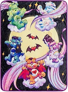 Care Bears x Universal Monsters Raschel Throw Blanket | Soft Polyester Cover for Sofa, Bed | 45 x 60 Inches