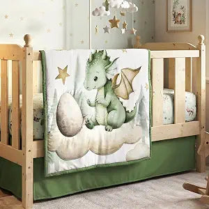 Peryiter 3 Pcs Watercolor Dragon Crib Sheet Set