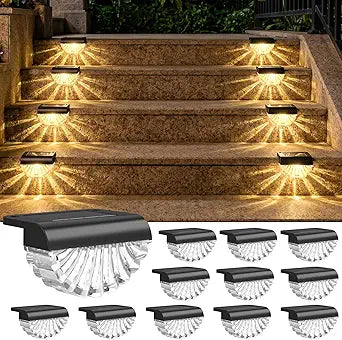 Greluna Solar Step Lights Outdoor, 16 Pack Waterproof Deck Lights, Auto Dusk to Dawn Fence Lights with Warm White Glow, Easy Install for Fence, Patio, Stairs, Pathway, Garden Lighting