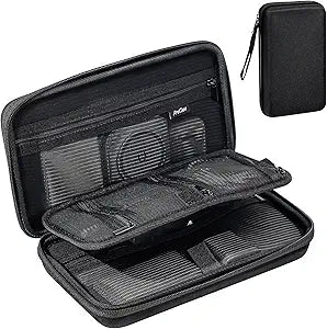 ProCase Large Hard Travel Electronic Organizer Case for MacBook Power Adapter Chargers Cables Tech Organizer Hard Drive USB Flash Disk SD Card Portable Electronics Accessories Bag -Black